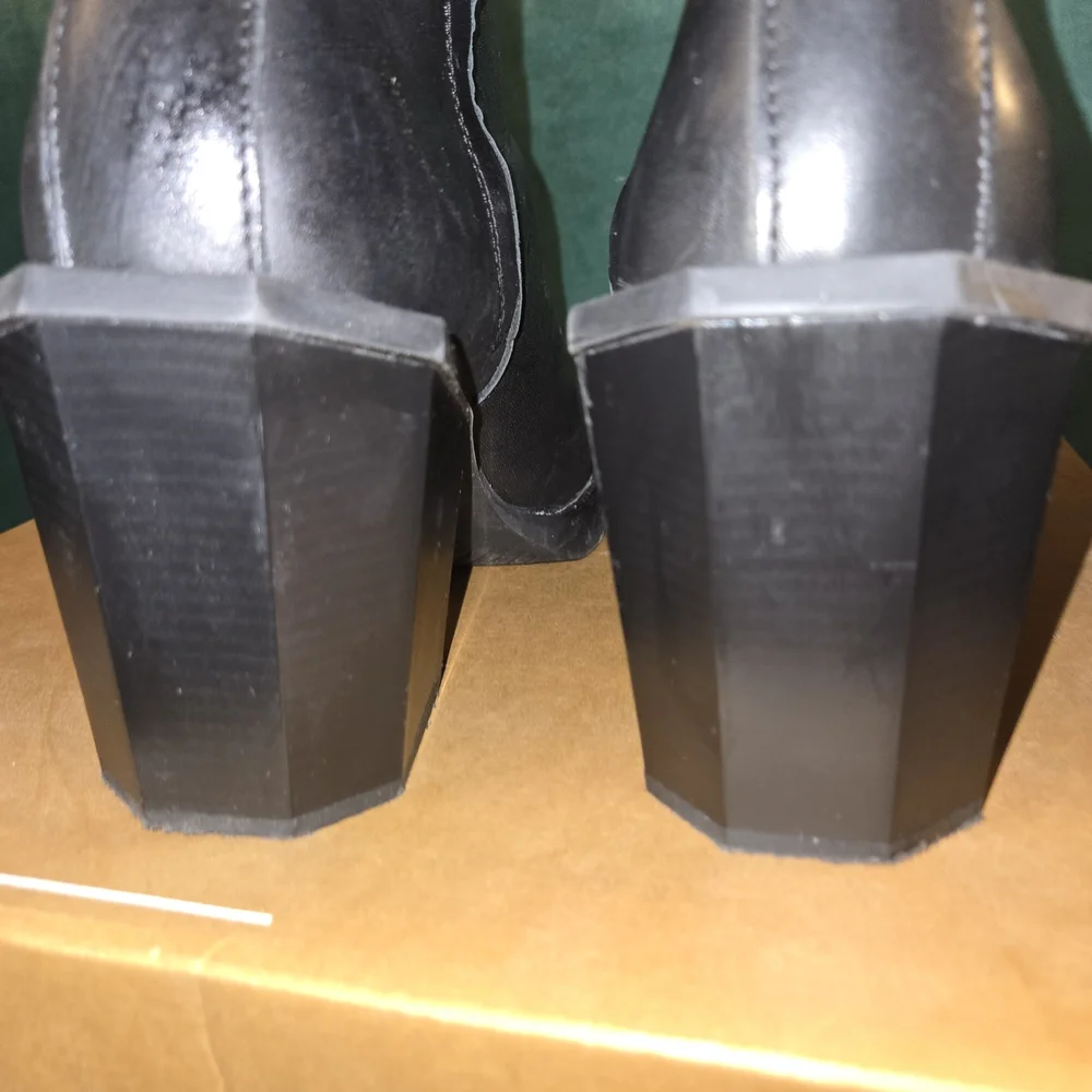 ASOS MENS All Black Leather Mid-Calf Boots Sleek Design - Picture 4 of 13